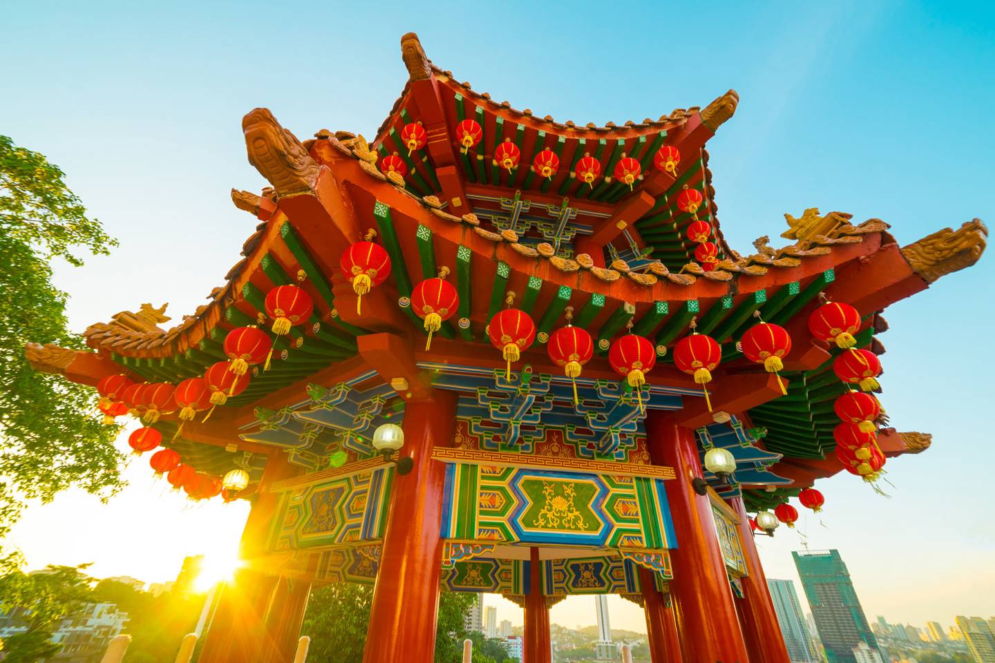 red decorated temple